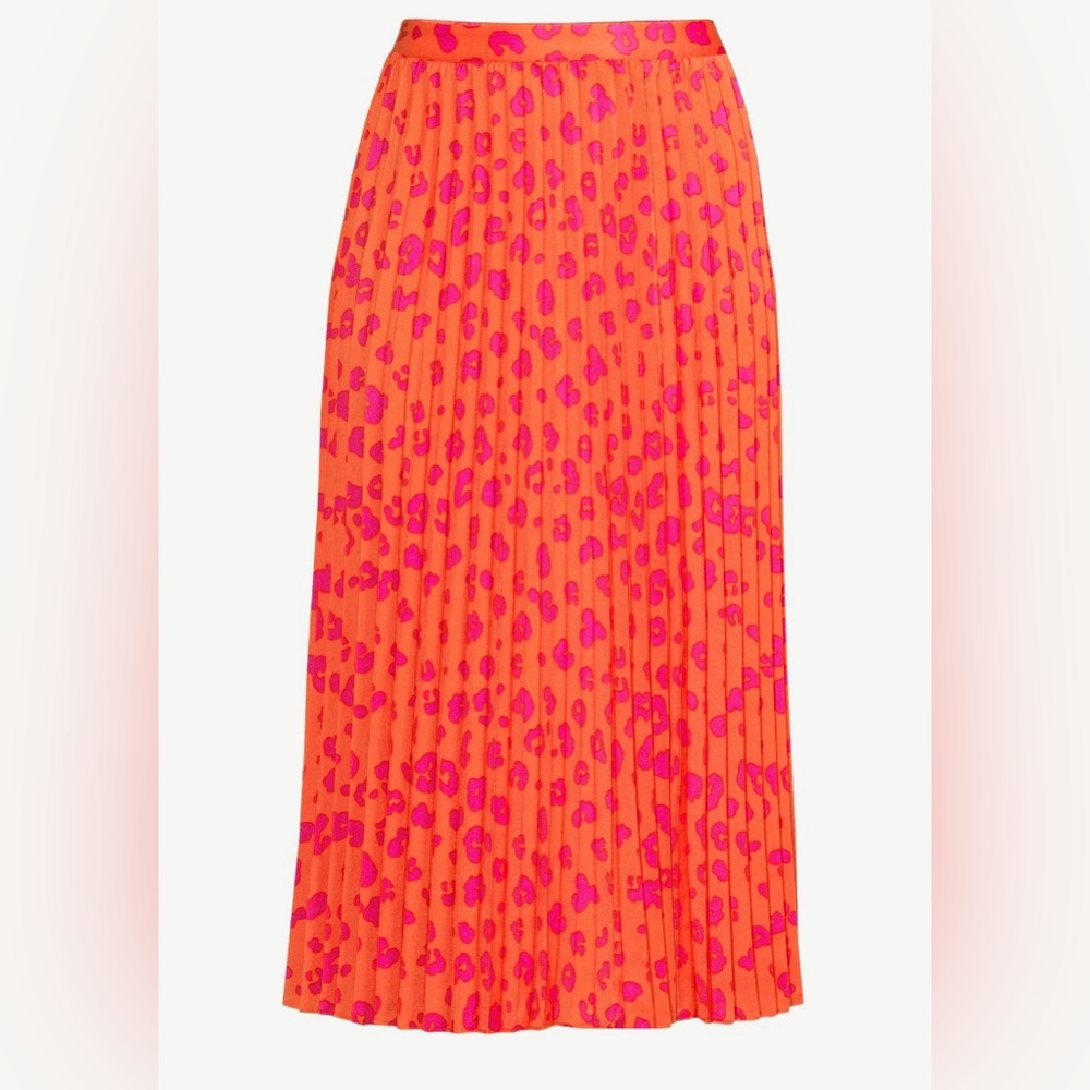 Vibrant Orange and Pink Pleated Skirt